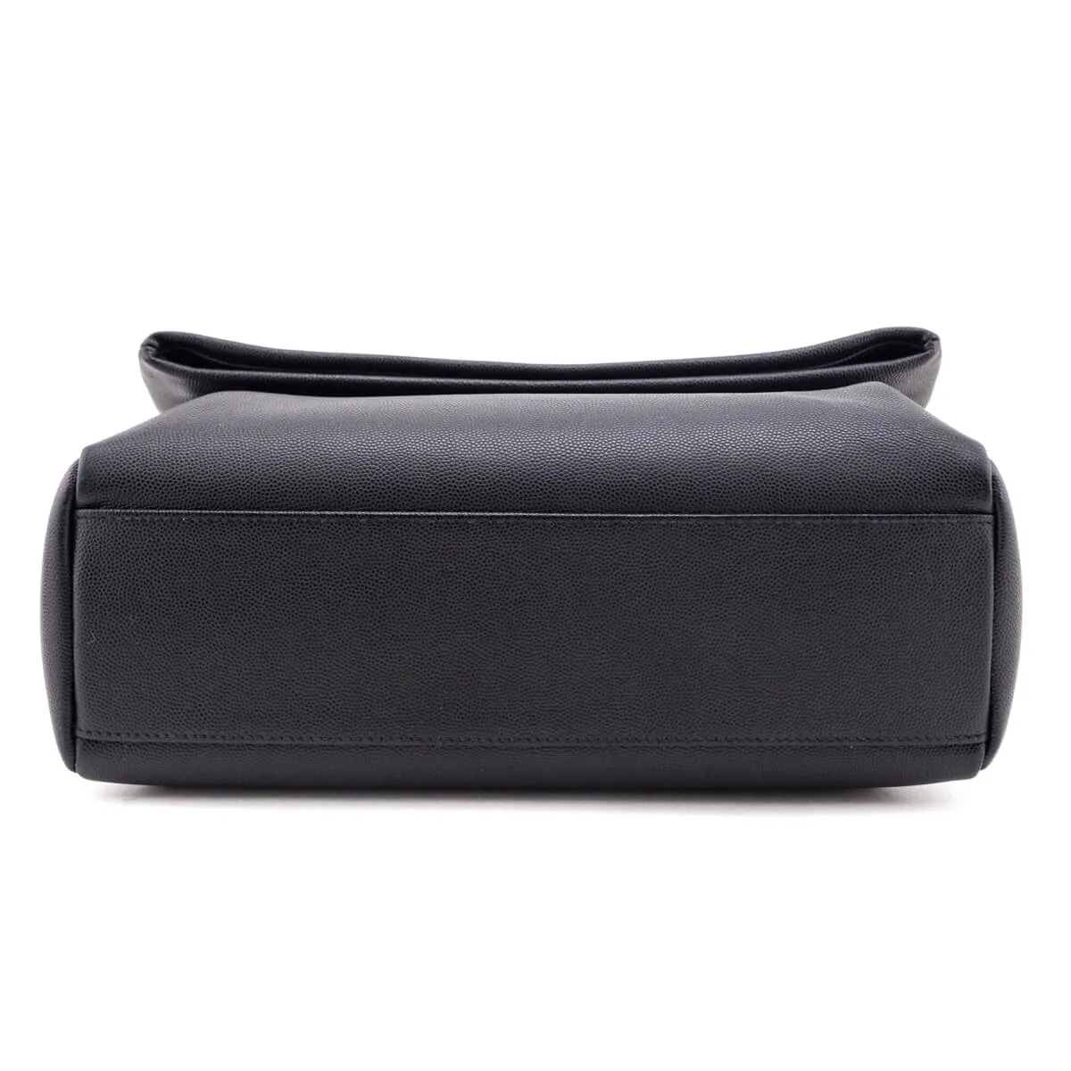 Saint Laurent Black Grain De Poudre Medium West Hollywood Monogram Fold-Over Bag