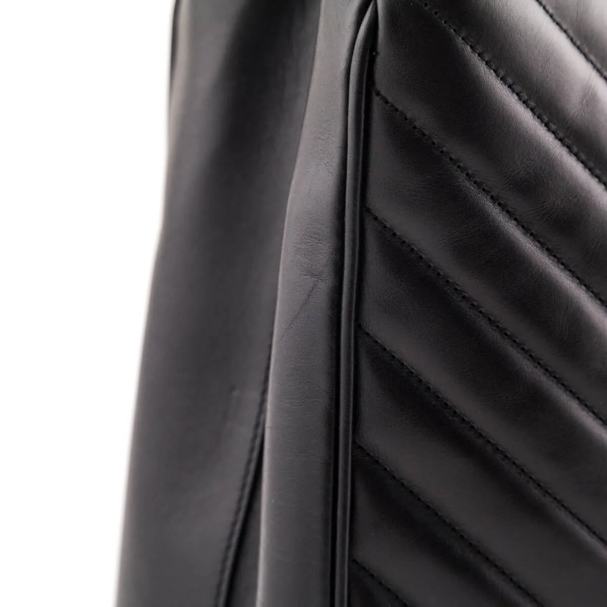 Saint Laurent Black Matelasse Chevron Large Shopping Bag
