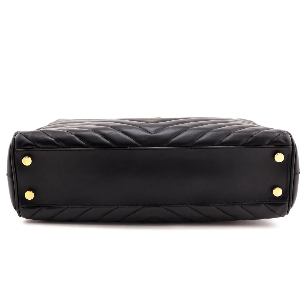 Saint Laurent Black Matelasse Chevron Large Shopping Bag