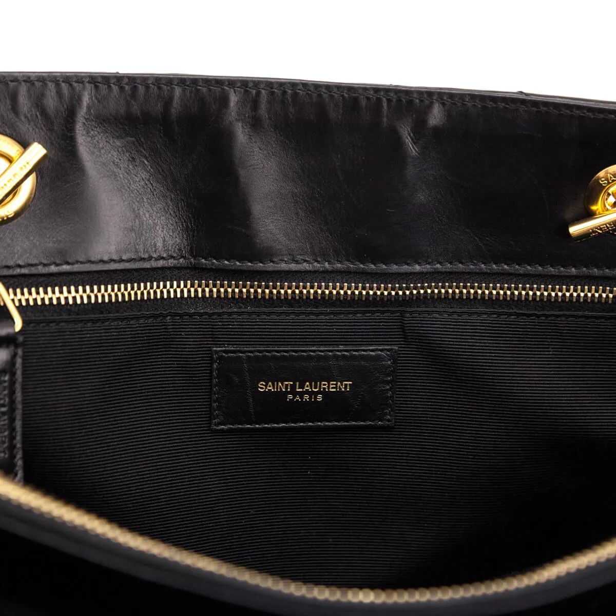 Saint Laurent Black Matelasse Chevron Large Shopping Bag