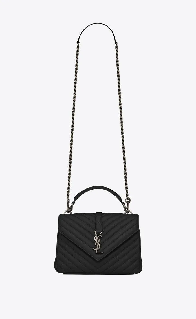 Saint Laurent Classic Medium College Monogram Black Silver-Toned