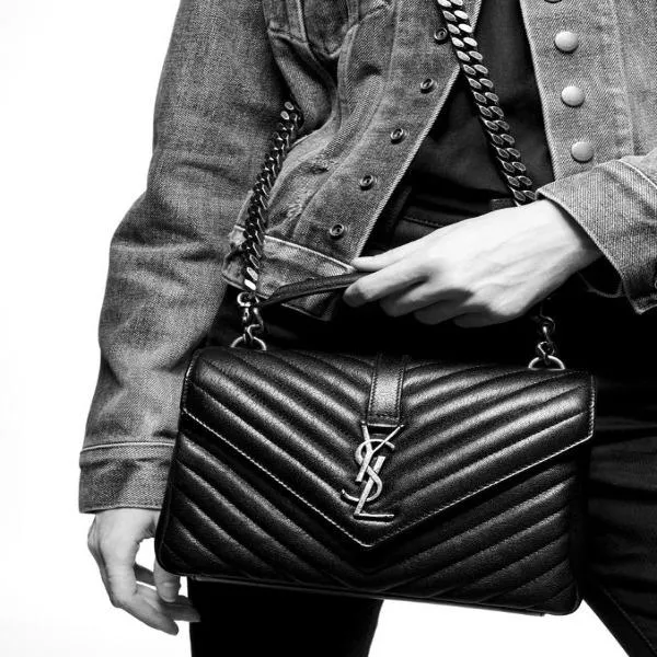Saint Laurent Classic Medium College Monogram Black Silver-Toned