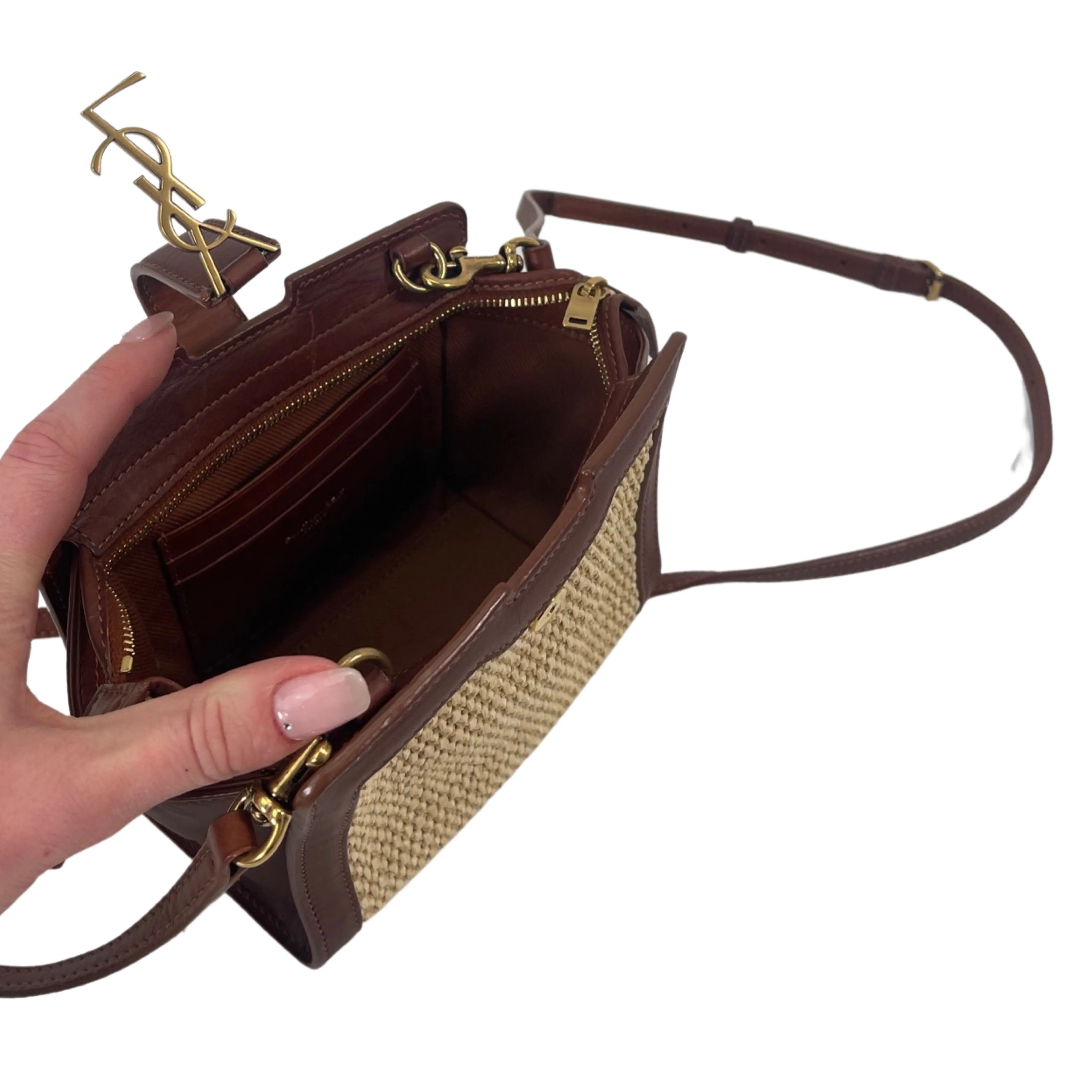 Saint Laurent Monogram Cabas Downtown Straw Baby