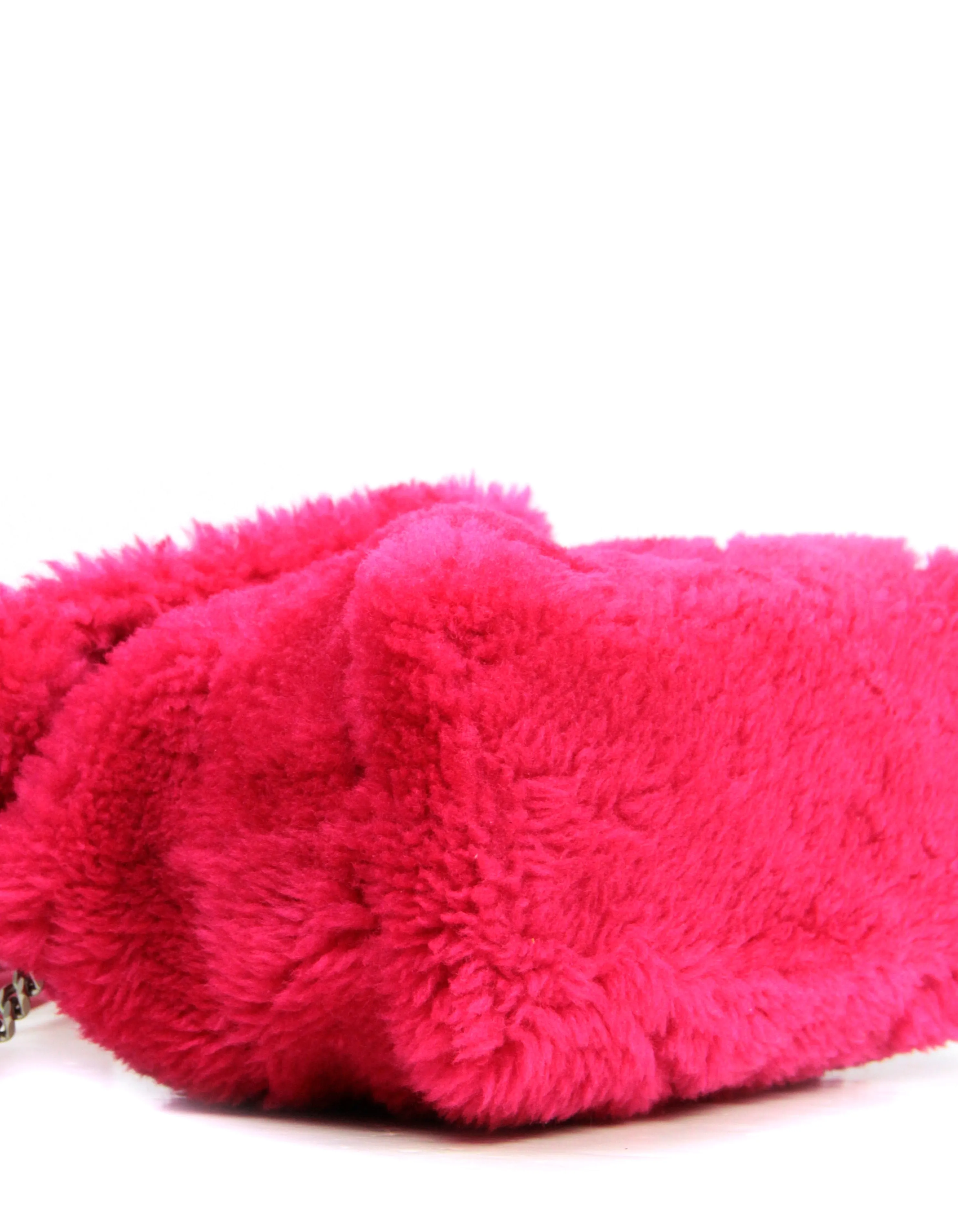 Saint Laurent NWT Hot Pink Shearling Small Loulou Puffer Bag
