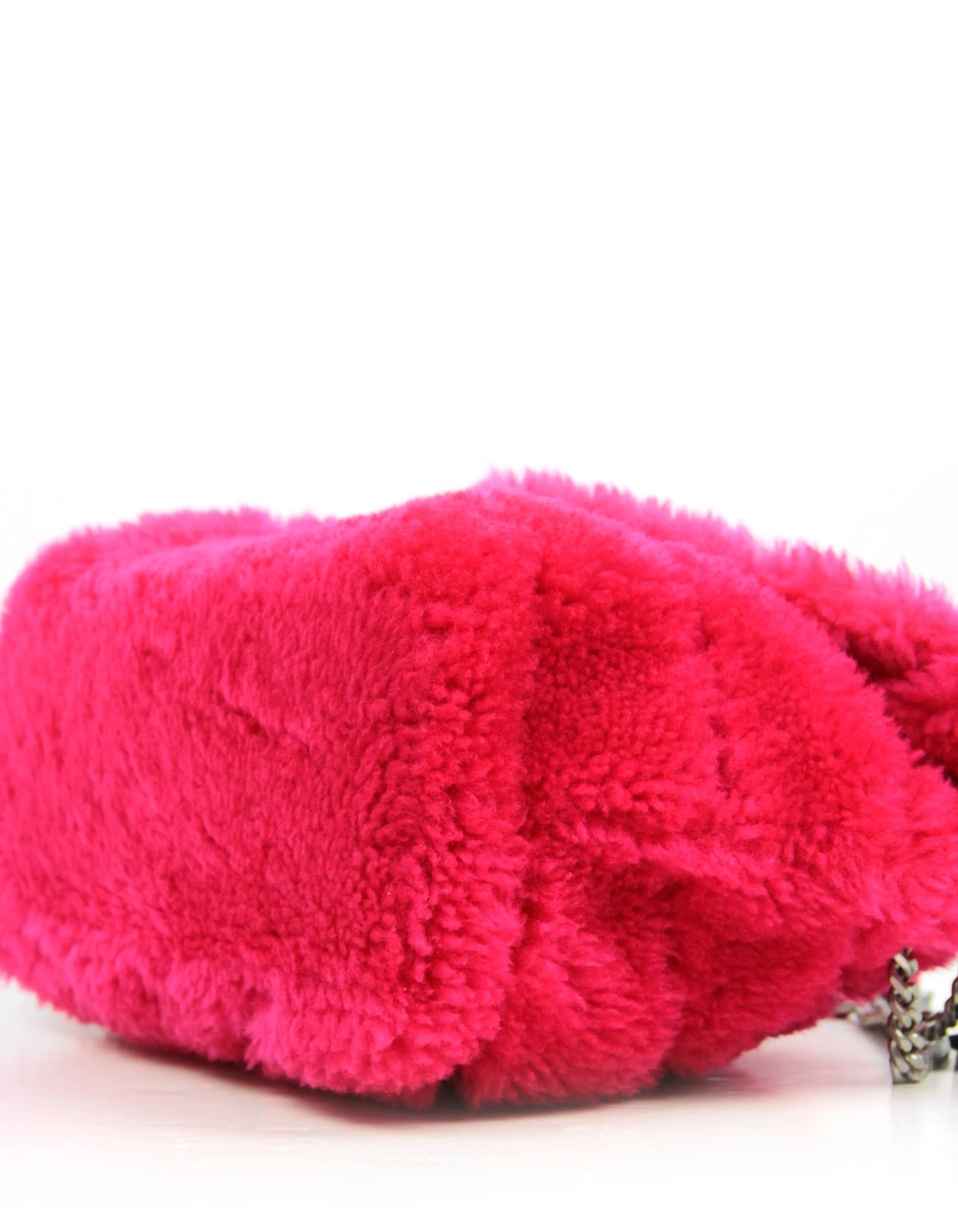 Saint Laurent NWT Hot Pink Shearling Small Loulou Puffer Bag