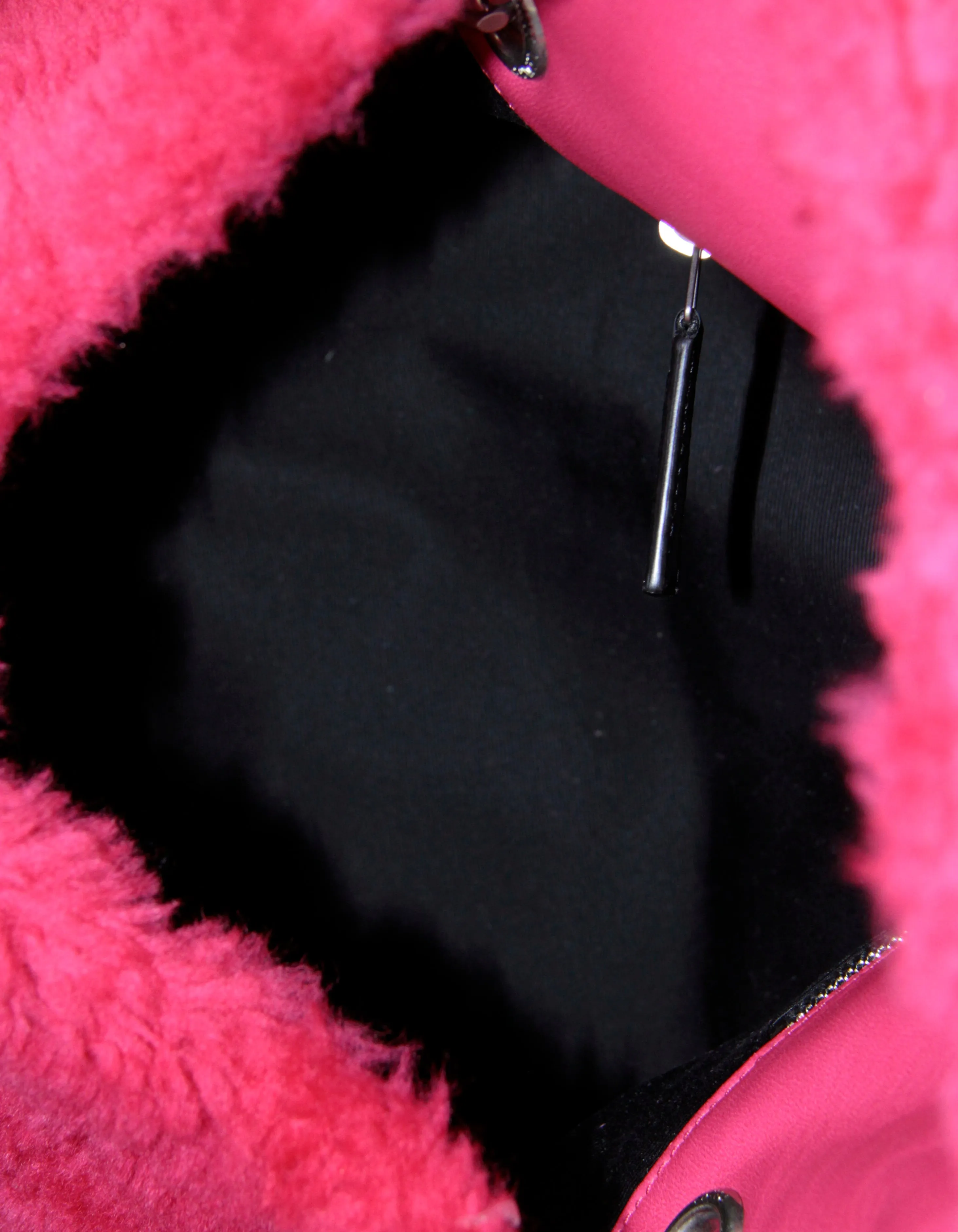 Saint Laurent NWT Hot Pink Shearling Small Loulou Puffer Bag
