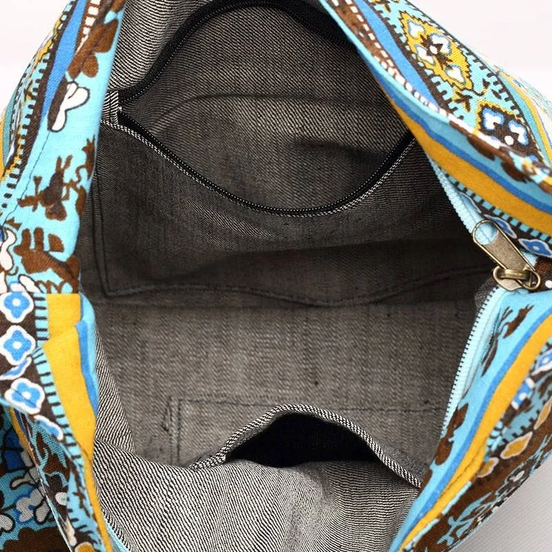 Sling Crossbody Hippie Hobo Double Zipper Bag