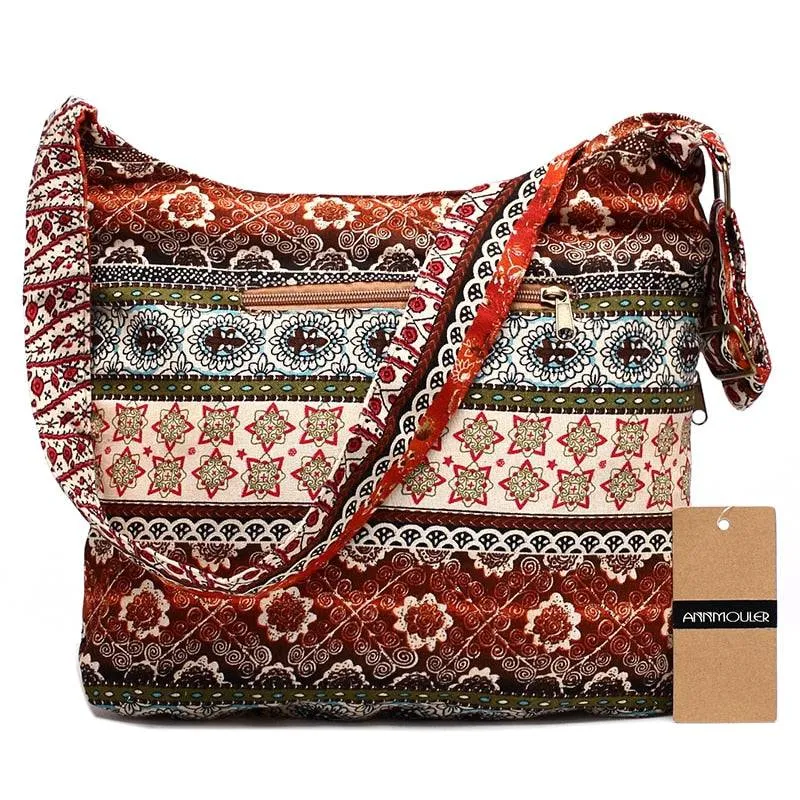 Sling Crossbody Hippie Hobo Double Zipper Bag