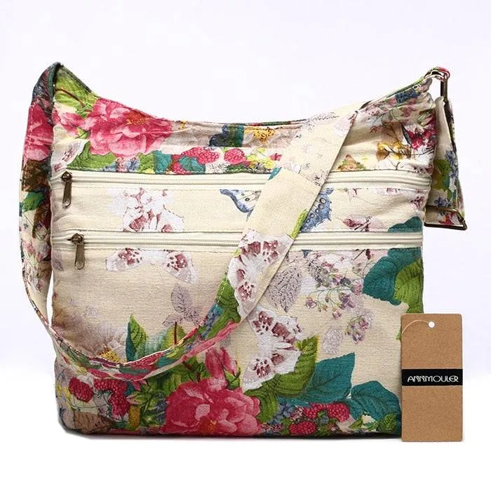 Sling Crossbody Hippie Hobo Double Zipper Bag