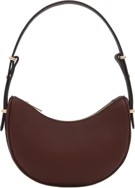 Small Crescent Smooth Faux Leather Underarm Shoulder Bag