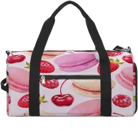 Strawberry Macaron Travel Gym Bag Sport Workout Duffel Bags with Compartments And Side Pocket