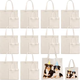Sublimation Blank Tote Bags, 20Pack Canvas Tote Bags 16.1 x 15.4 Inch, 9.1 x 8.3 Inch Small Canvas Tote Bag Reusable Grocery Bags Shopping Cloth Bag for Heat Transfer, DIY, Ivory