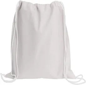 TBF Cotton Drawstring Backpack Gym Sack, Canvas Cinch Sport Pack for Men, Women (White, Set of 3)