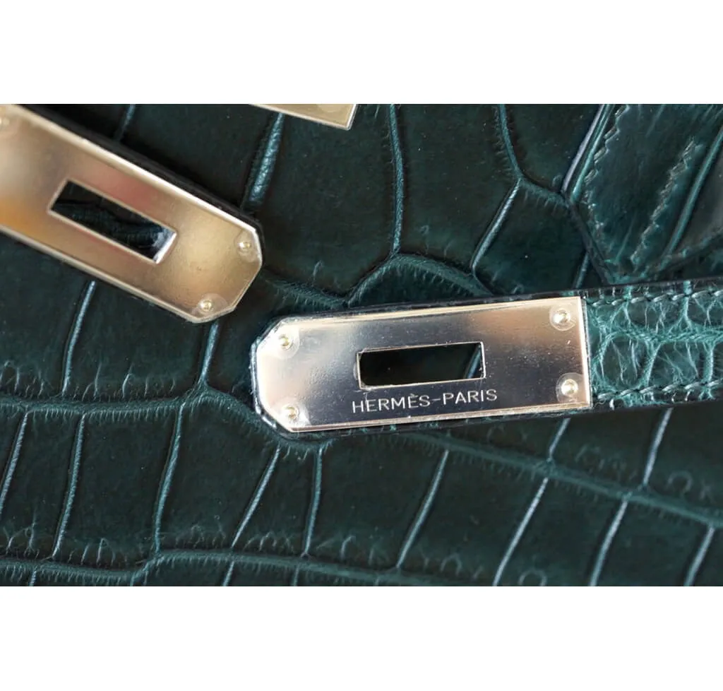 Trendy Inspired Hermès Vert Fonce Crocodile Birkin 40phw