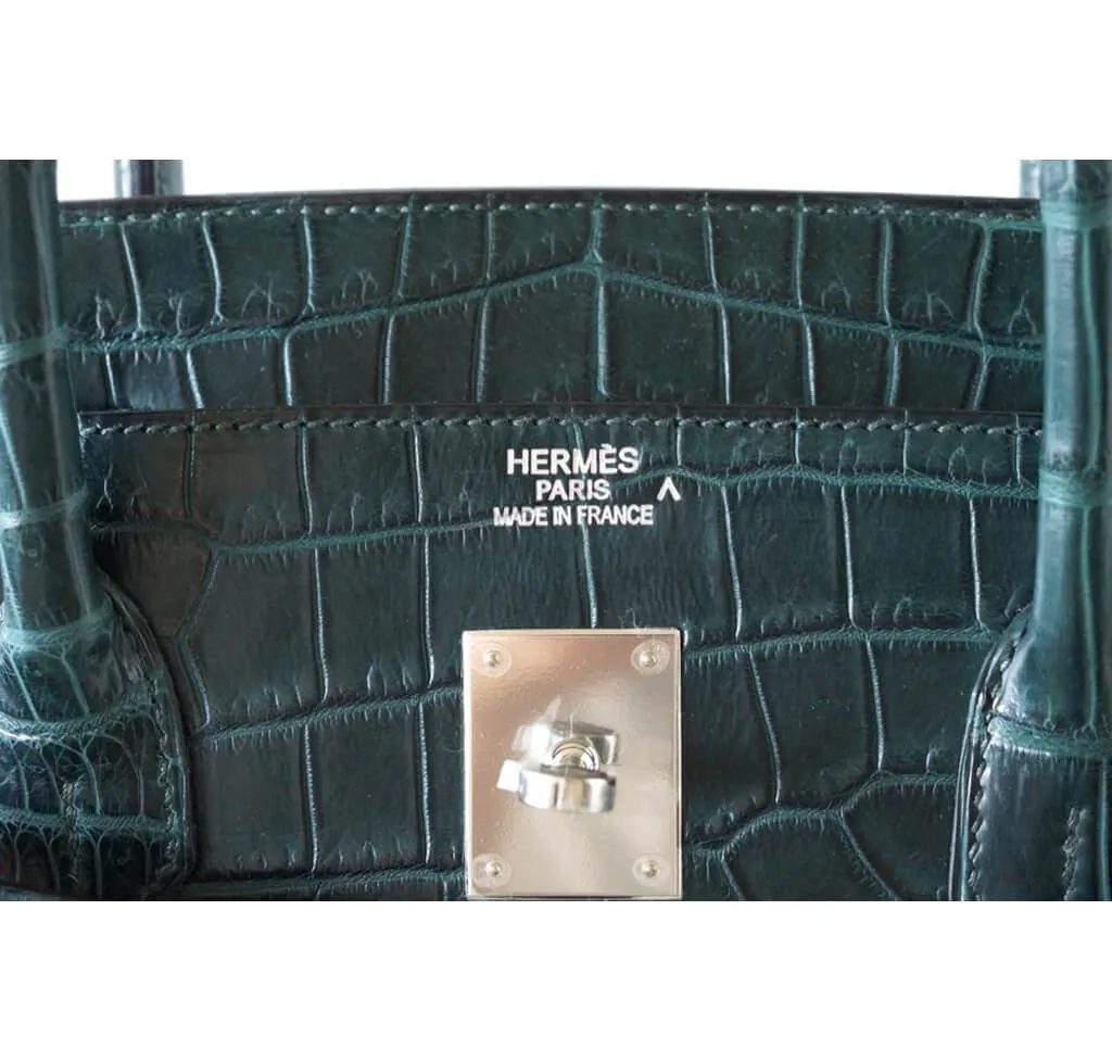 Trendy Inspired Hermès Vert Fonce Crocodile Birkin 40phw