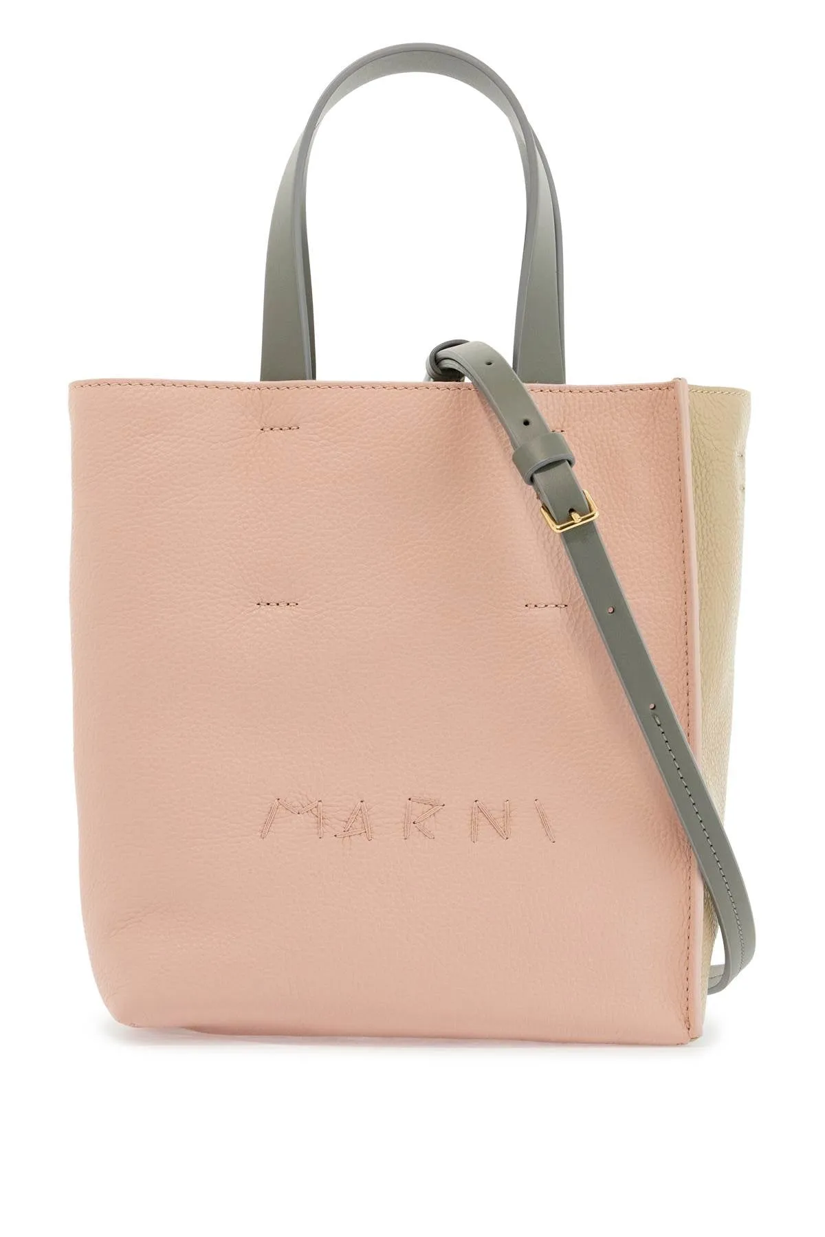 Two-Tone Leather Shopping Bag