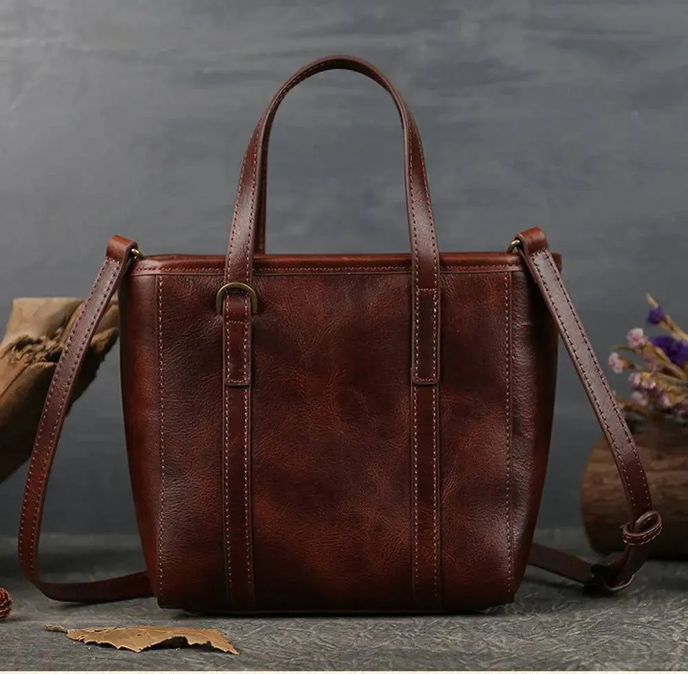Vintage Antic Leather Shopping Tote Bag