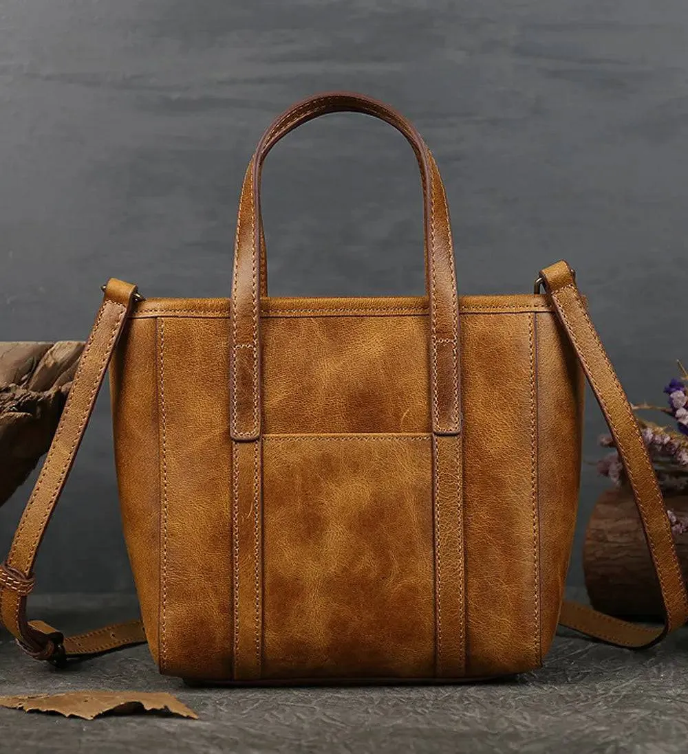 Vintage Antic Leather Shopping Tote Bag