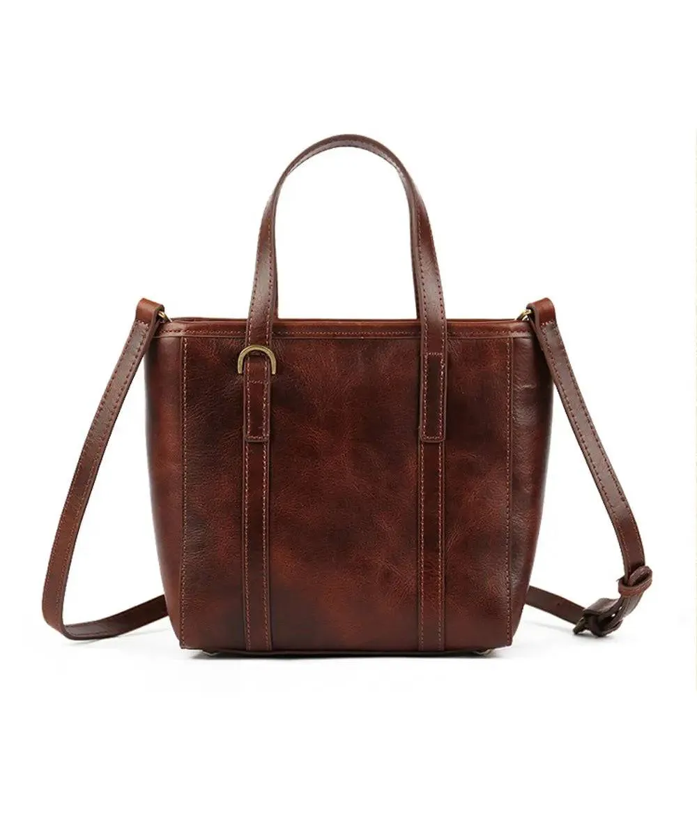 Vintage Antic Leather Shopping Tote Bag
