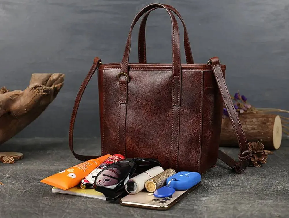 Vintage Antic Leather Shopping Tote Bag