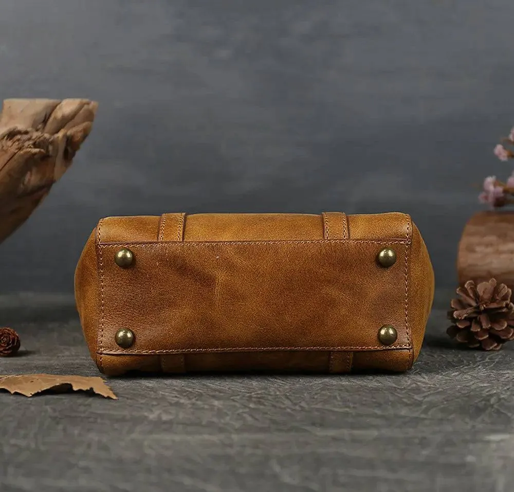 Vintage Antic Leather Shopping Tote Bag