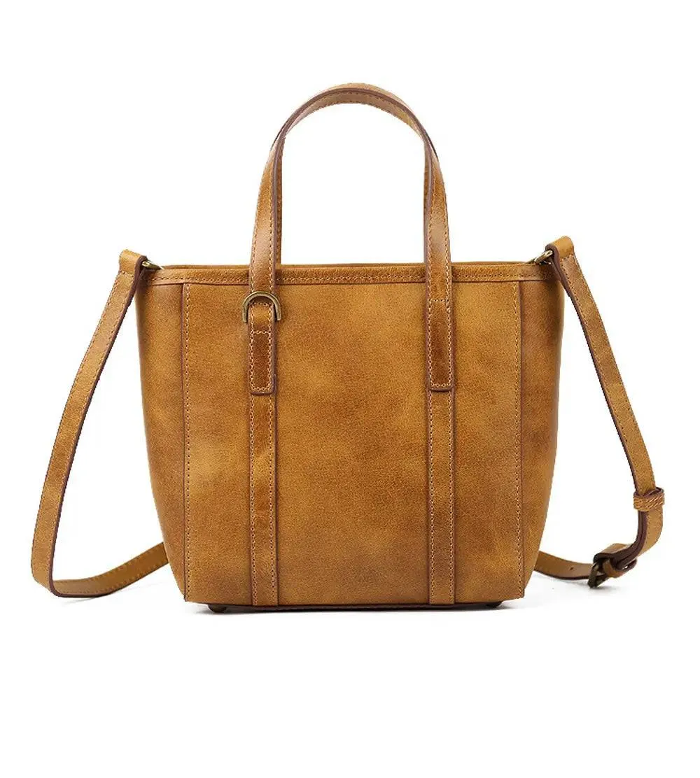 Vintage Antic Leather Shopping Tote Bag