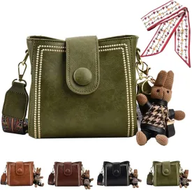 Vintage Fashion Bag with Adjustable Wider Shoulder Strap, Vintage Bucket Bag, Mini Crossbody Bags for Women
