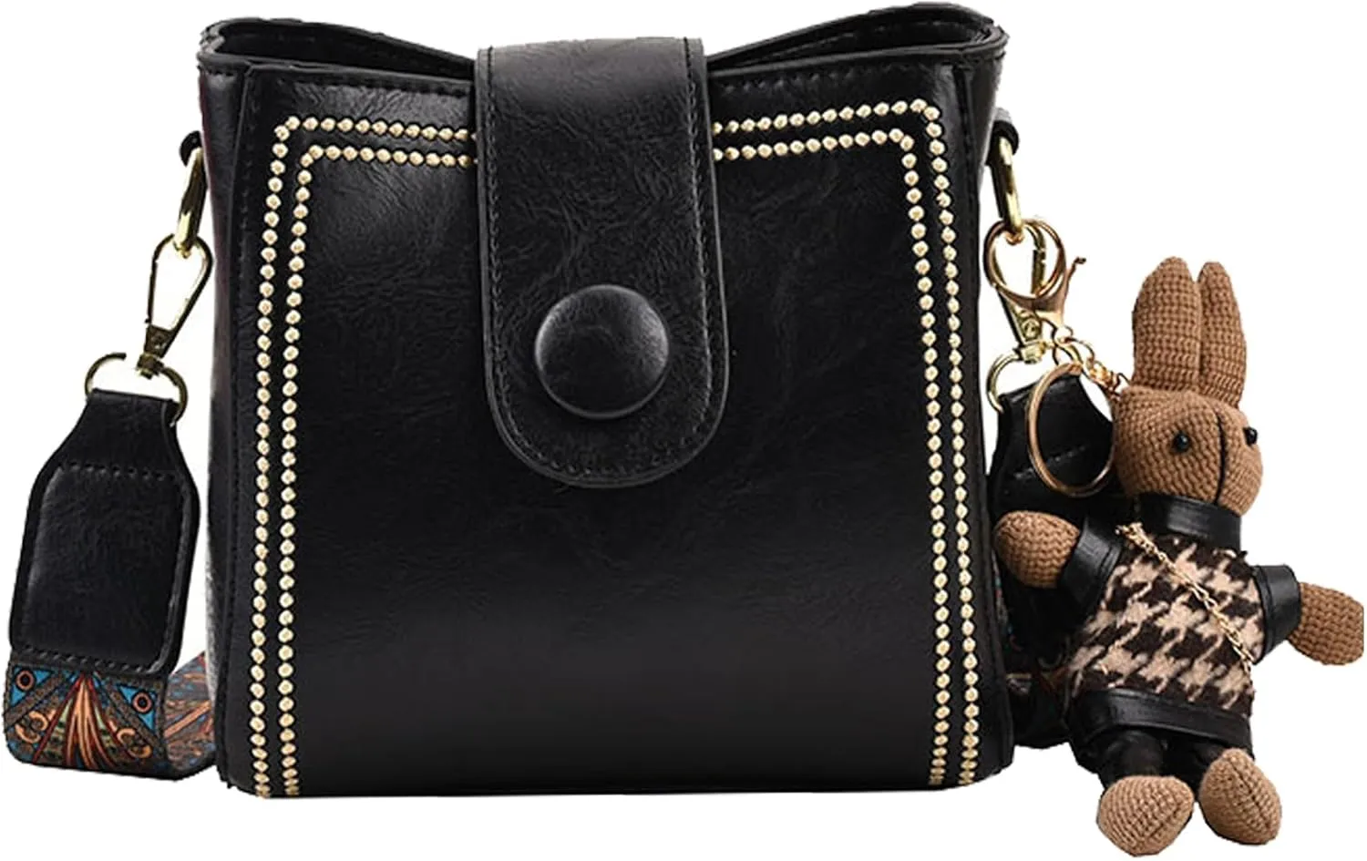 Vintage Fashion Bag With Adjustable Wider Shoulder Strap, Vintage Retro Small Water Bucket Bag