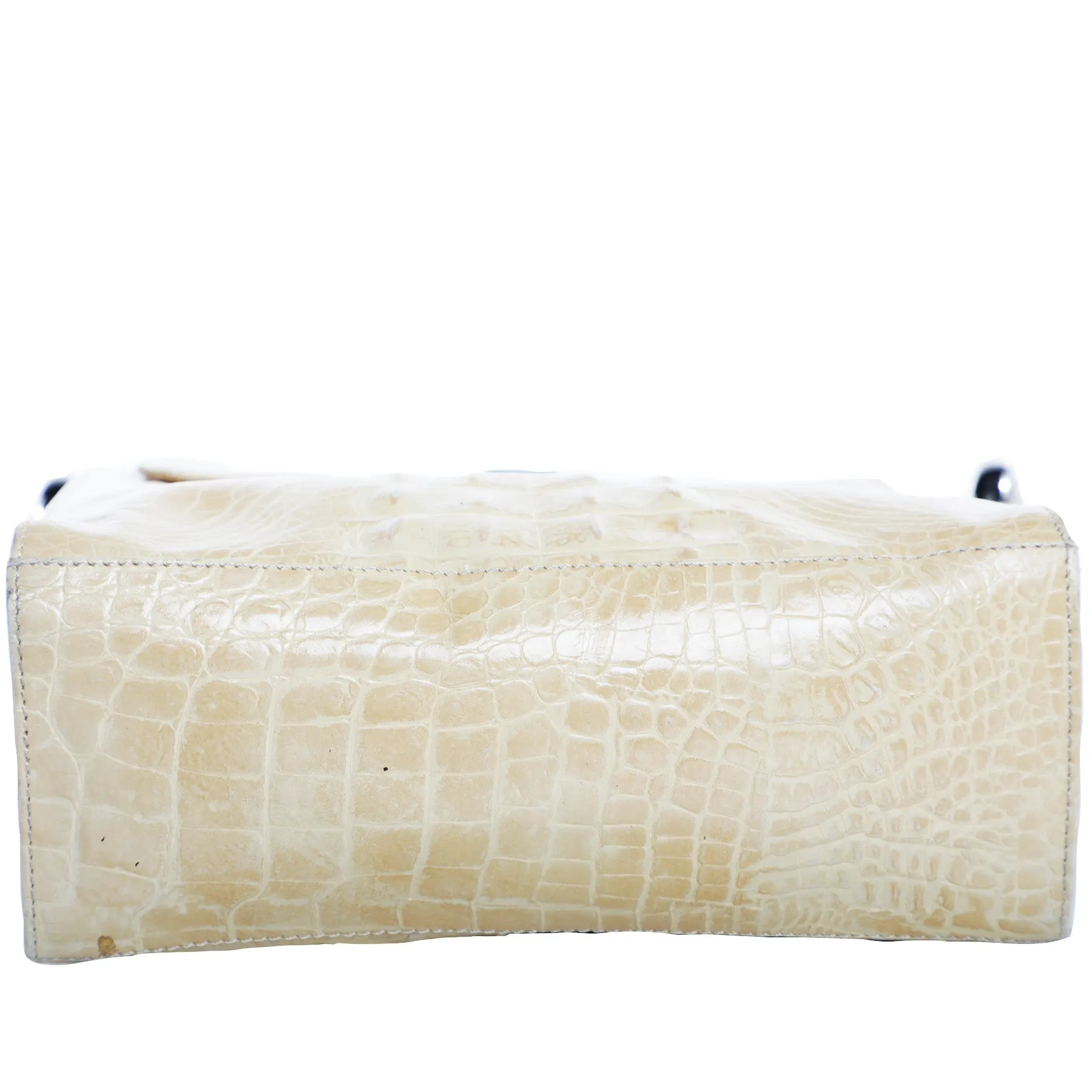 Vintage Gianfranco Ferre 90s Croc Embossed Structured Top Handle Leather Shoulder Bag