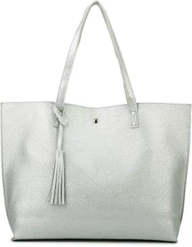 Women Tote Bags Top Handle Satchel Handbags PU Faux Leather Tote Bag with Tassel Shoulder Purse