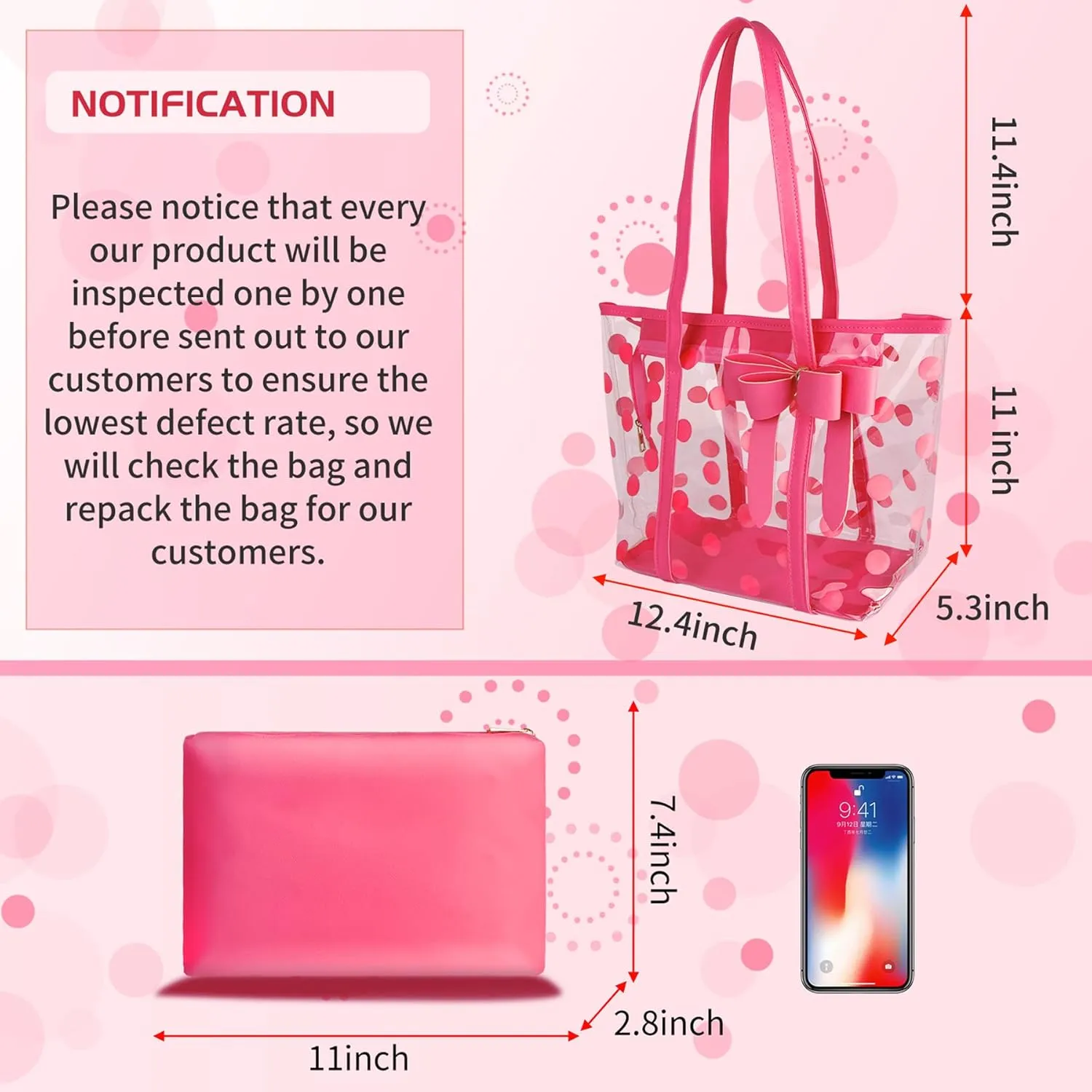 Women Waterproof PVC Clear Tote Bags Shoulder Handbag Beach Bag Shopping Work Bag