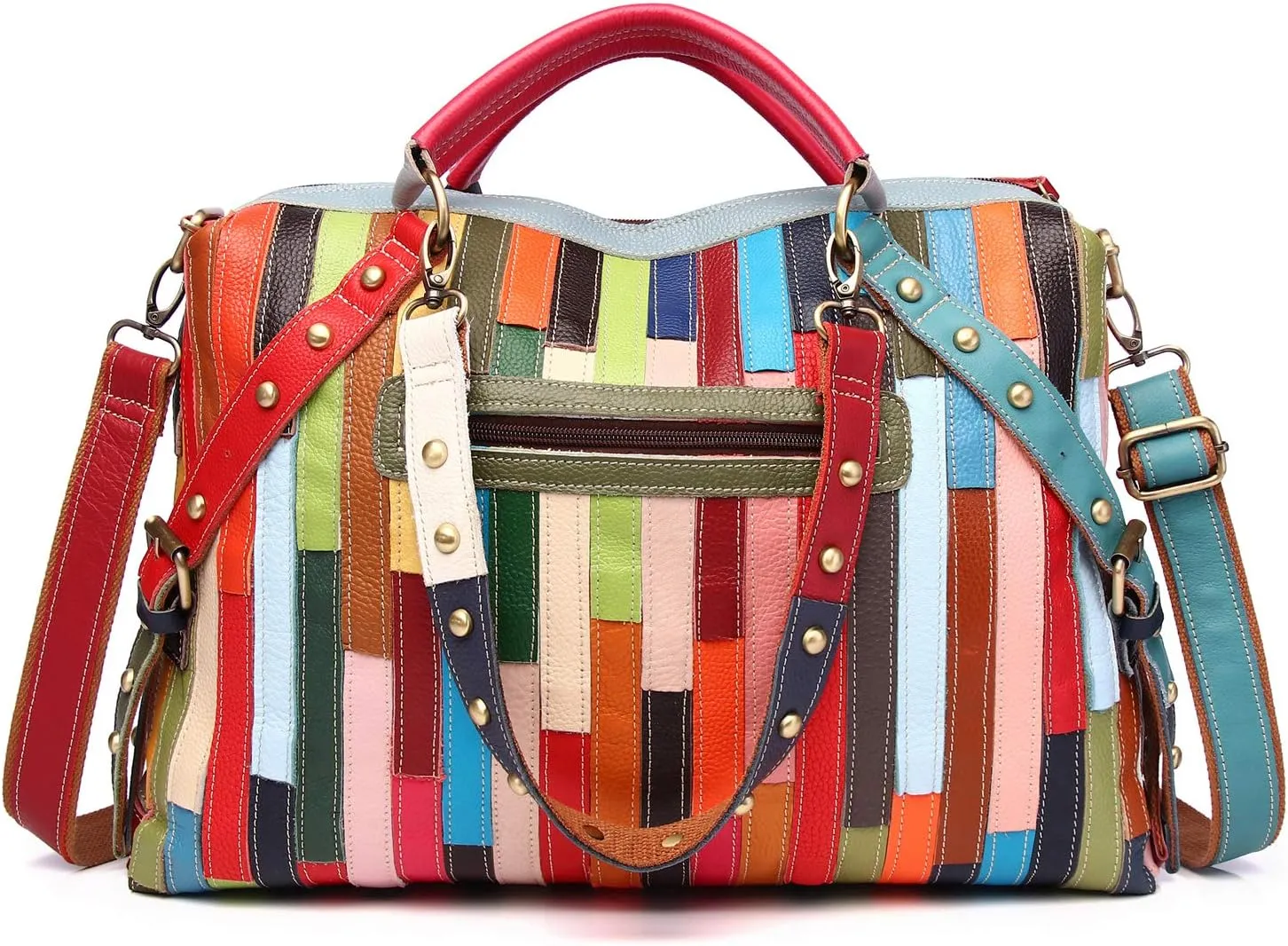 Women's Multicolor Tote Handbag Genuine Leather Random Color Hobo Shoulder Purse