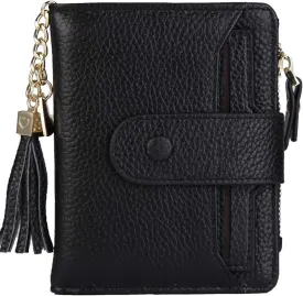 ZOOEASS Women's RFID Mini Soft Leather Bifold Wallet With ID Window Card Sleeve Coin Purse